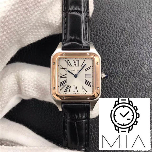 Cartier Santos W2SA0012 Ladies Black Rubber Strap