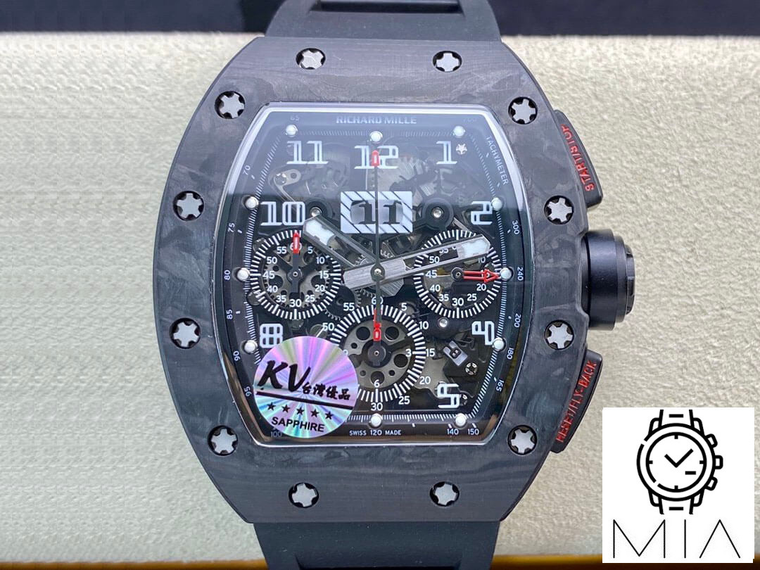 Richard Mille RM011 KV Factory Black Rubber Strap