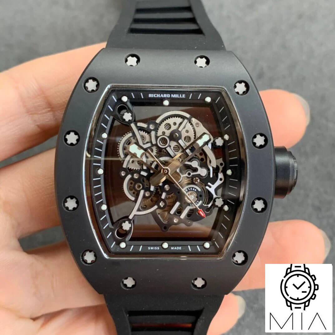 Richard Mille RM055 KV Factory Black Ceramic Rubber Strap