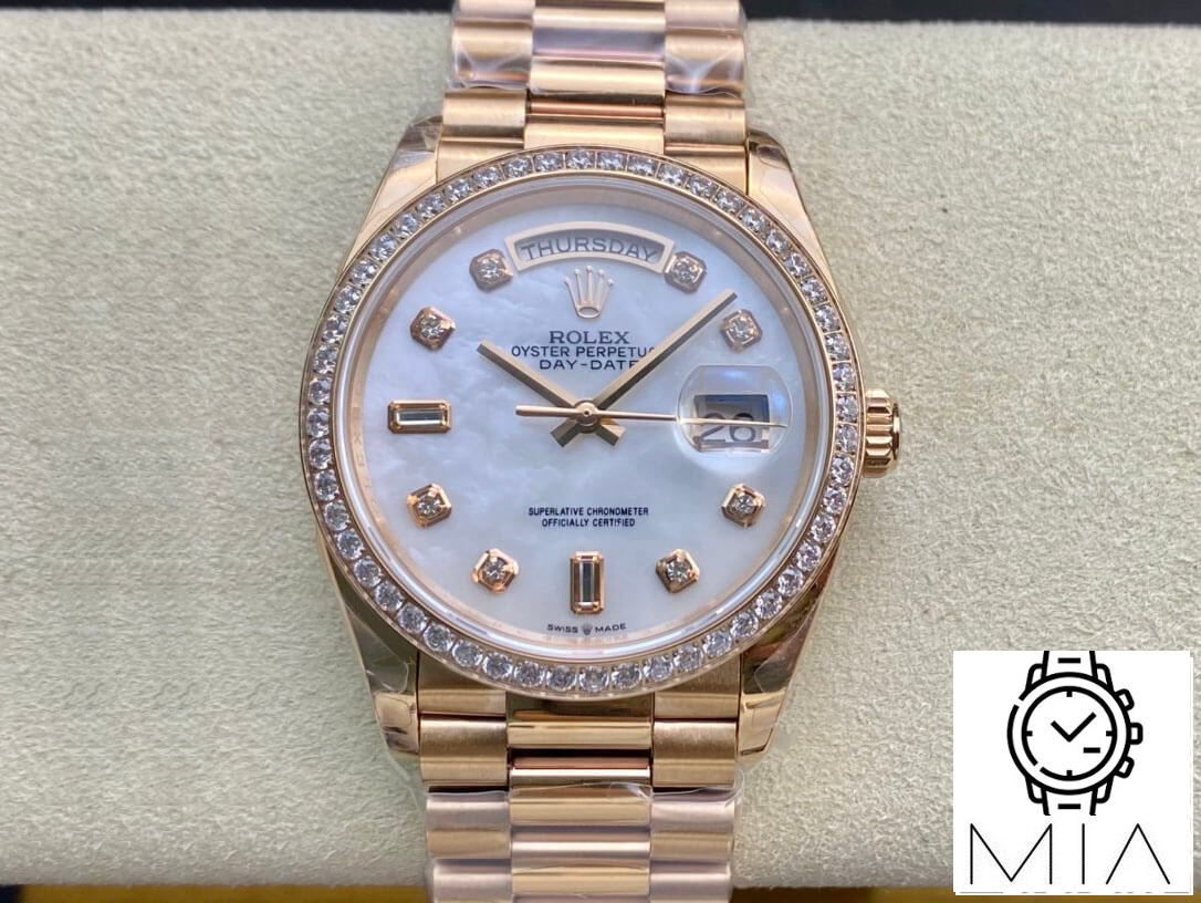 Rolex Day Date 128238 EW Factory White Dial Gold Strap