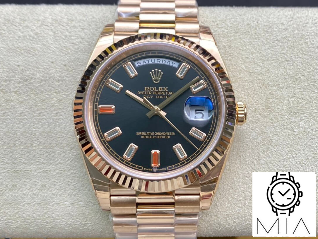 Rolex Day Date 40MM EW Factory Rose Gold Black Dial