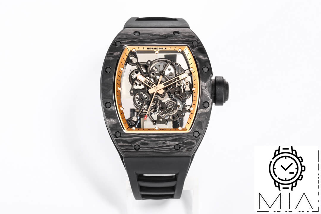Richard Mille RM055 NTPT BBR Factory Carbon Fiber Black Rubber Strap