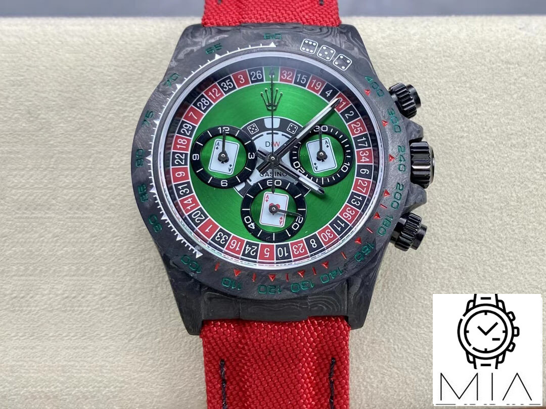Rolex Daytona Cosmograph Carbon Fiber Diw Custom Version Noob Factory Red Fabric Strap