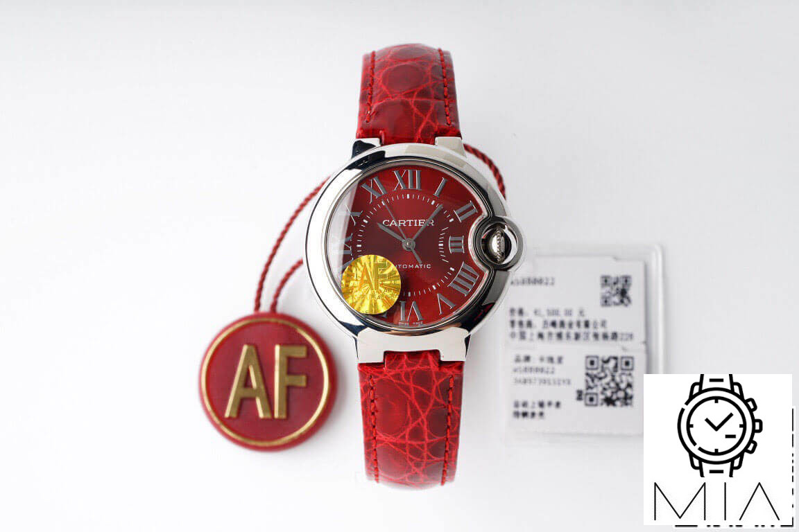 Ballon Bleu De Cartier WSBB0022 33MM AF Factory Red Leather Strap