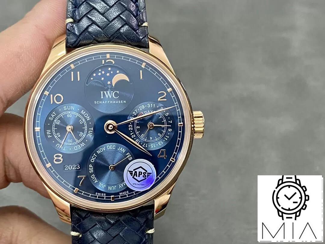 IWC Portuguese Perpetual Calendar IW503312 APS Factory Blue Woven Strap
