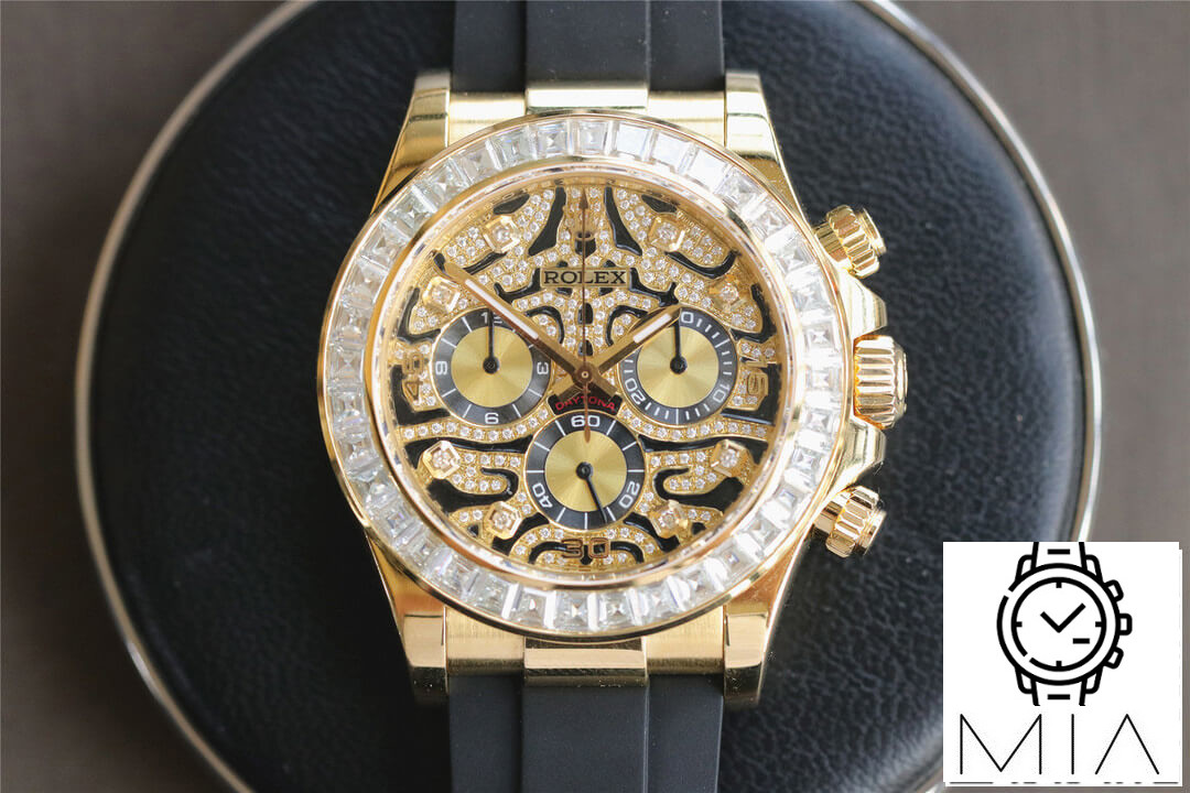 Rolex Cosmograph Daytona 116588 TBR Noob Factory Yellow Gold Case Black Rubber Strap
